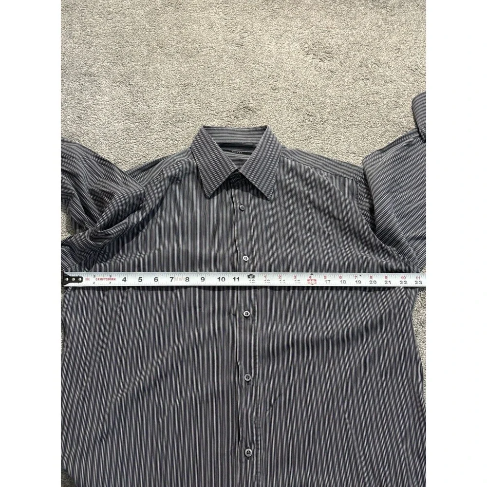 Gucci Button Down Shirt Mens 42 16.5 White Blue Striped Long Sleeve